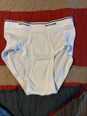 Fruit of the Loom Men's White Briefs with Logo Waistband